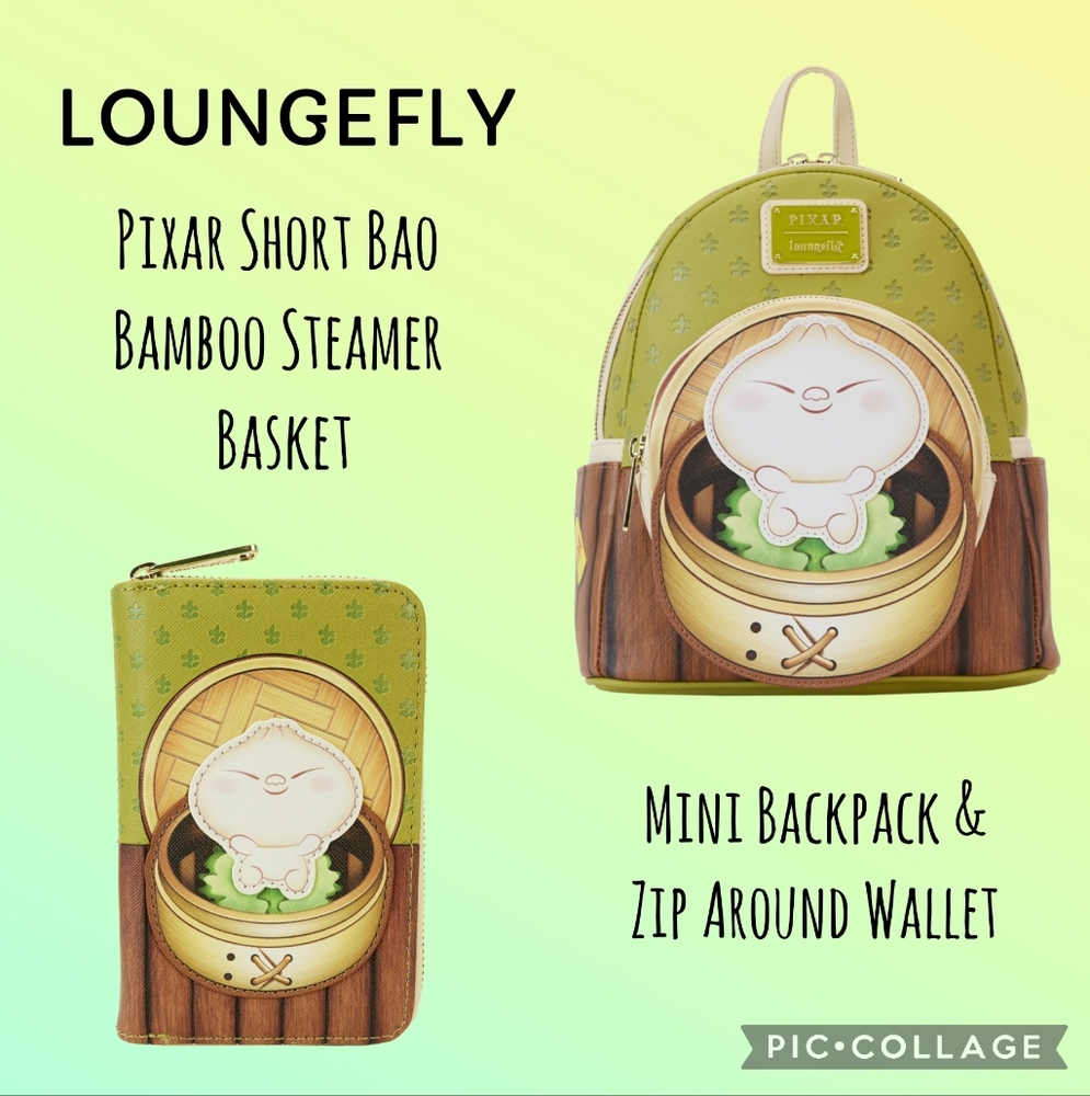LOUNGEFLY Bao Bamboo Steamer Basket Mini Backpack & Zip Around Wallet
